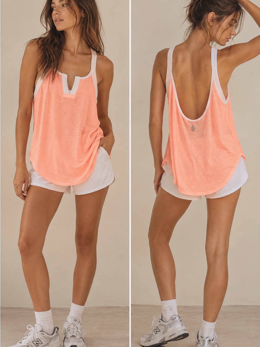 Free People FP Movement Drapey Open Back Tank Coral Peach XS